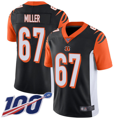 Cincinnati Bengals Limited Black Men John Miller Home Jersey NFL Footballl #67 100th Season Vapor Untouchable